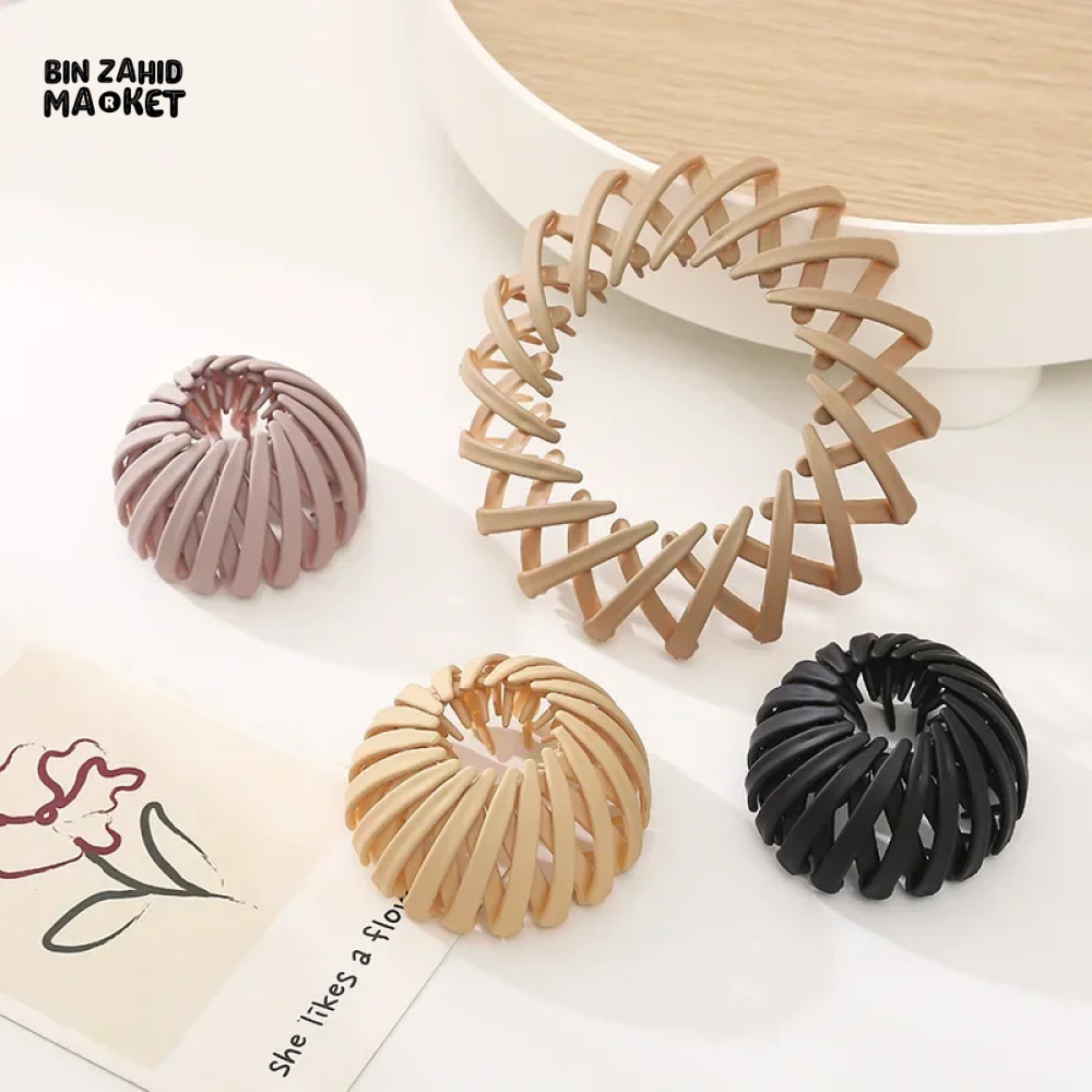 PACK OF 2 WOMEN BUN HAIR CLAW CLIPS HORSETAIL BUCKLE BIRD NEST PONYTAIL