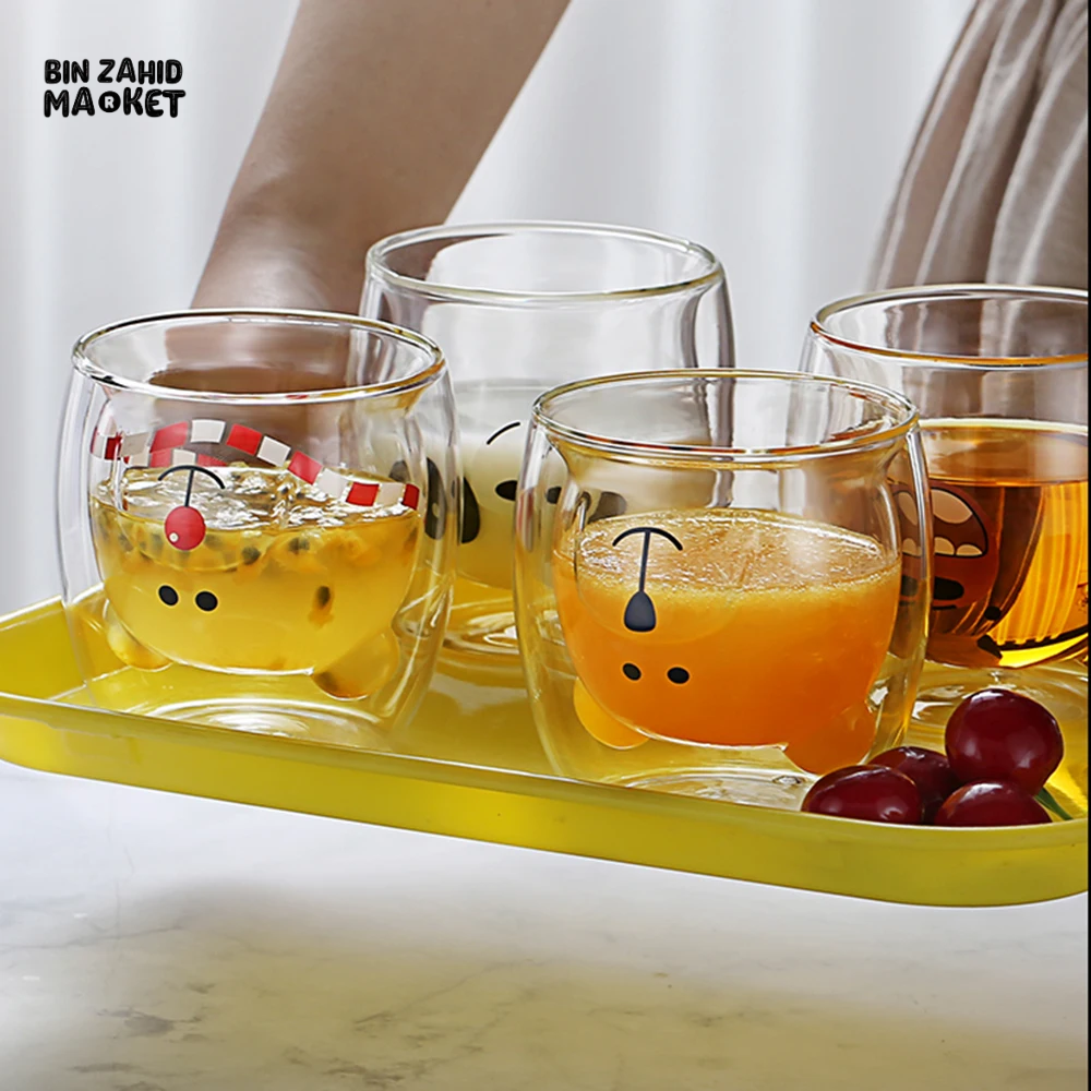CREATIVE CUTE BEAR GLASS MUG – 250 ML PERFECT FOR MILK JUICE AND TEA