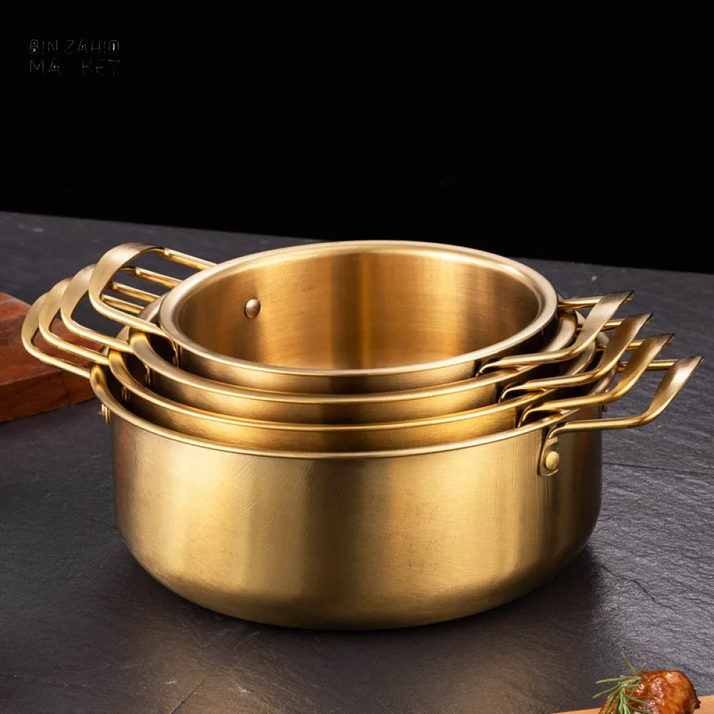 STAINLESS STEEL INSTANT NOODLE POT WITH LID NON-STICK SOUP SAUCEPAN COOKWARE