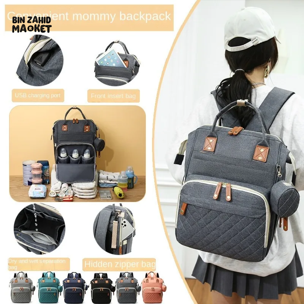 WOMEN'S BACKPACK LARGE CAPACITY WATERPROOF OXFORD CLOTH MUMMY BAG DIAPER STORAGE FASHION