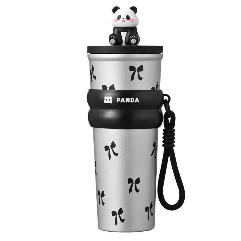 CARTOON PANDA THERMOS – STAINLESS STEEL VACUUM FLASK WITH LIFTING ROPE DIRECT DRINKING CUP & GIFT FOR STUDENTS