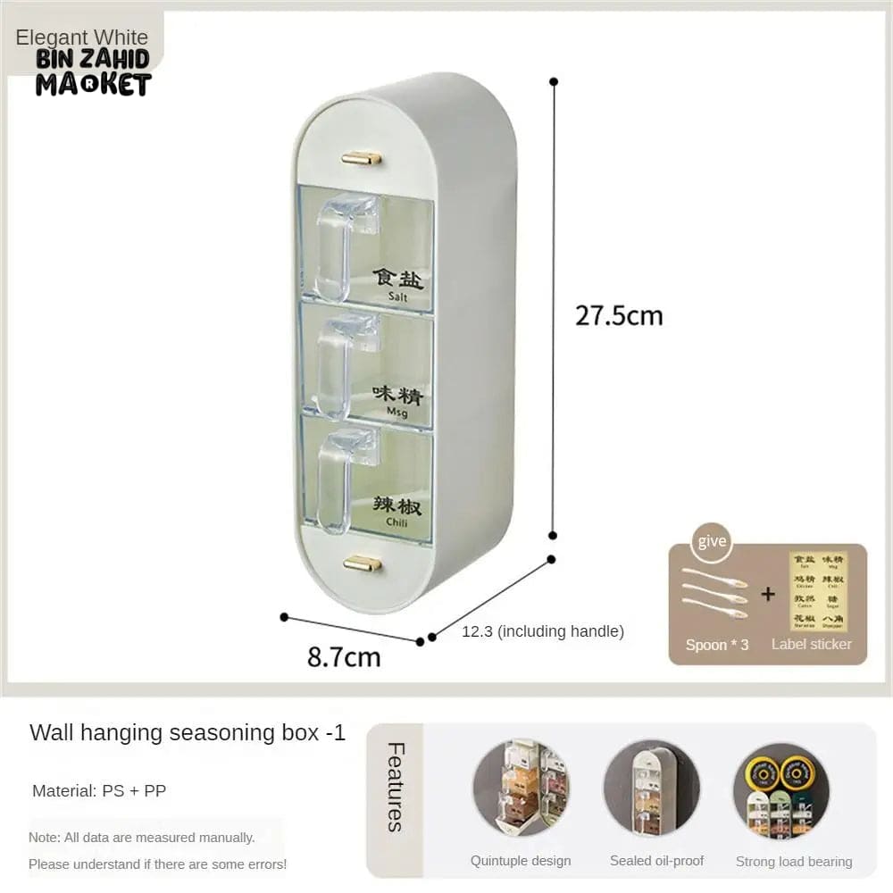 5IN1 ACRYLIC WALL MOUNTED SPICES BOX