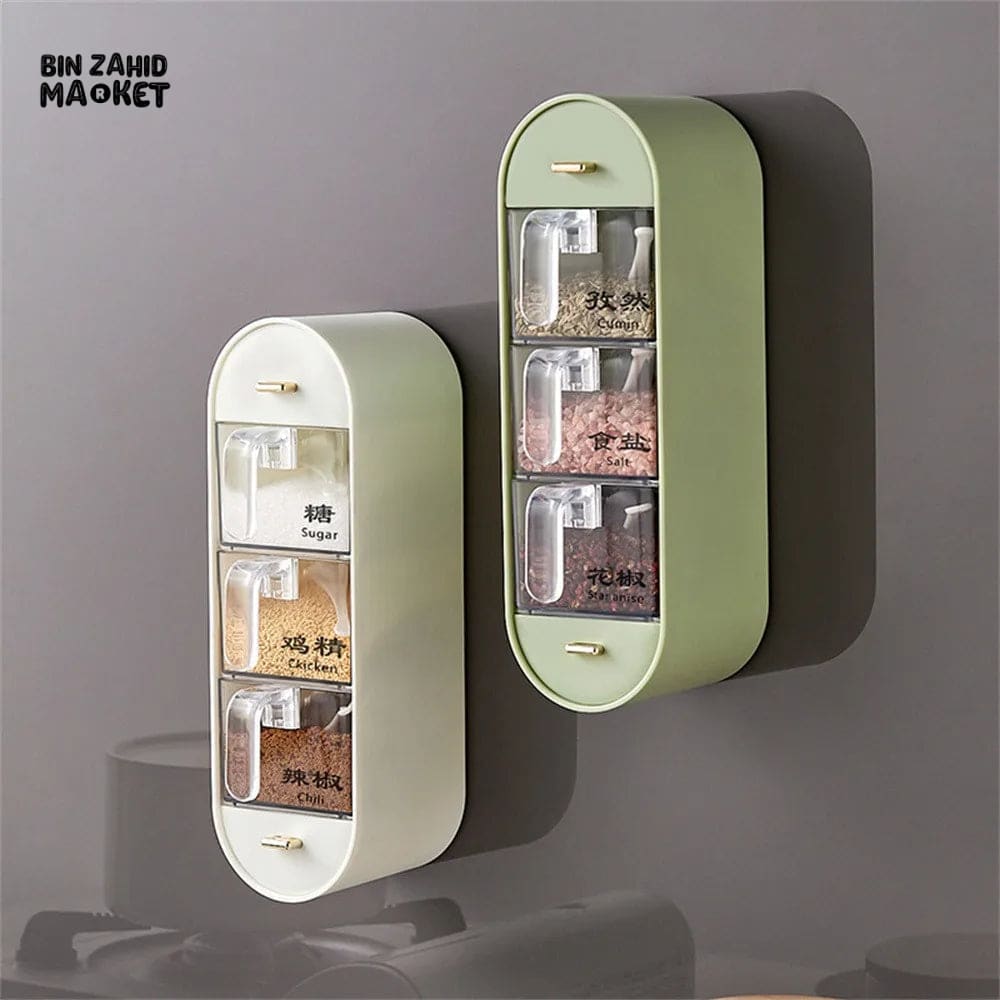 5IN1 ACRYLIC WALL MOUNTED SPICES BOX