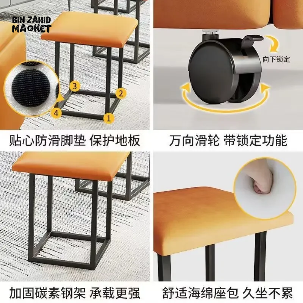 5IN1 NORDIC LEATHER OTTOMAN MULTIFUNCTIONAL STOOL STORAGE FOOT STOOL