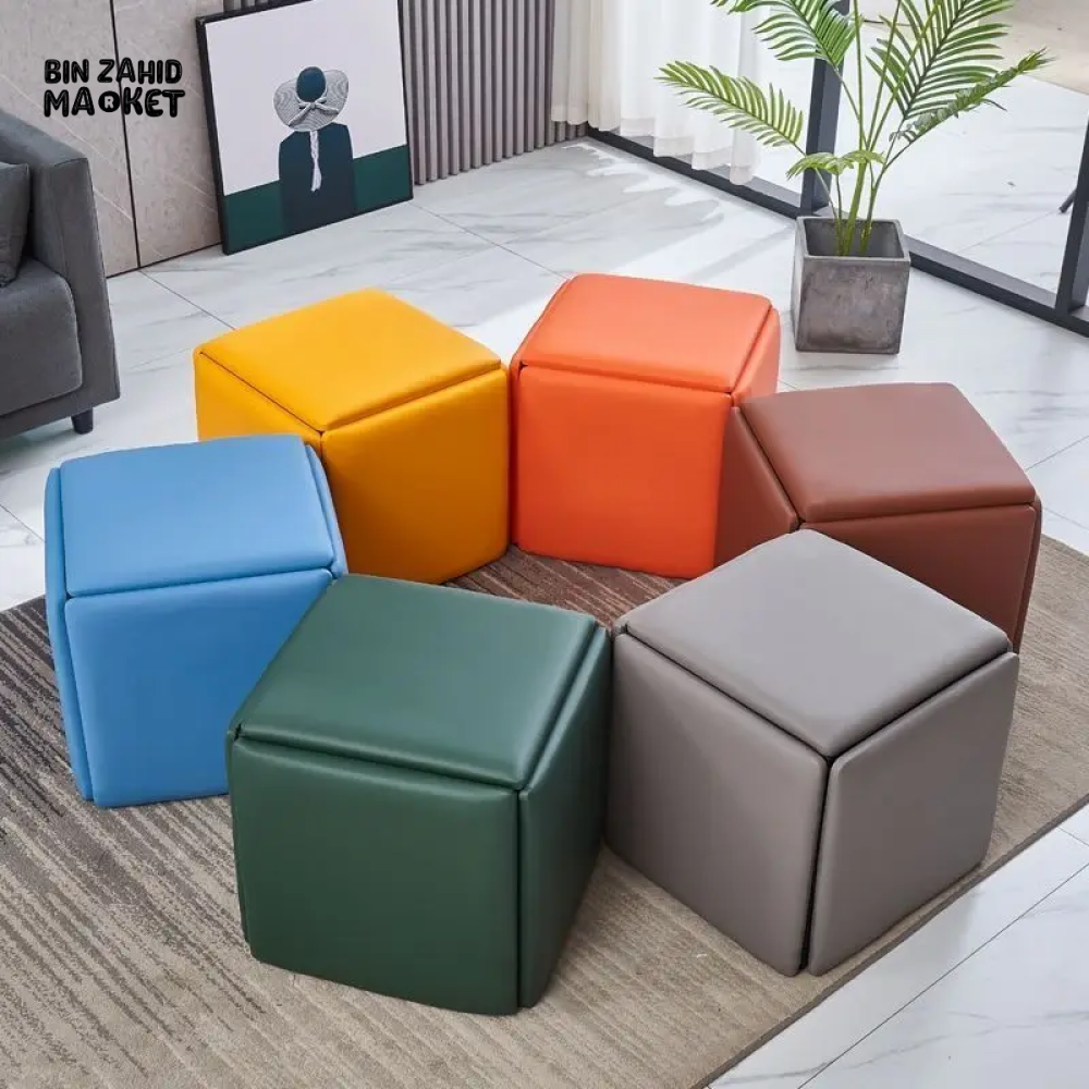 5IN1 NORDIC LEATHER OTTOMAN MULTIFUNCTIONAL STOOL STORAGE FOOT STOOL