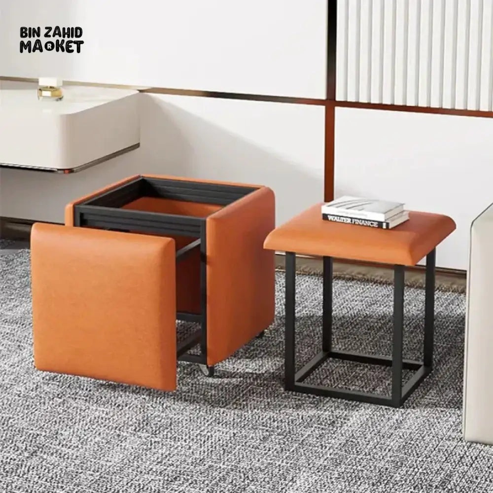 5IN1 NORDIC LEATHER OTTOMAN MULTIFUNCTIONAL STOOL STORAGE FOOT STOOL