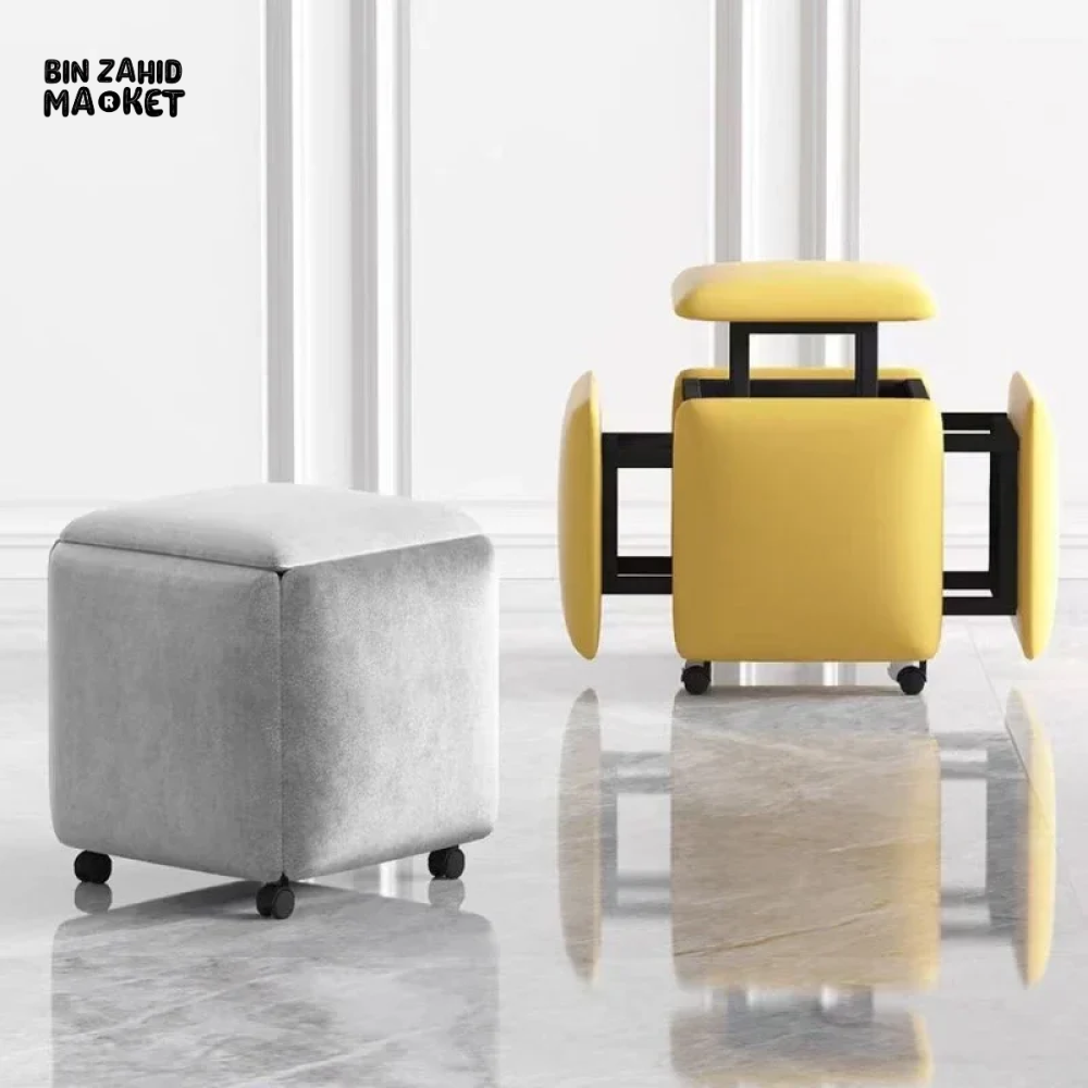 5IN1 NORDIC LEATHER OTTOMAN MULTIFUNCTIONAL STOOL STORAGE FOOT STOOL