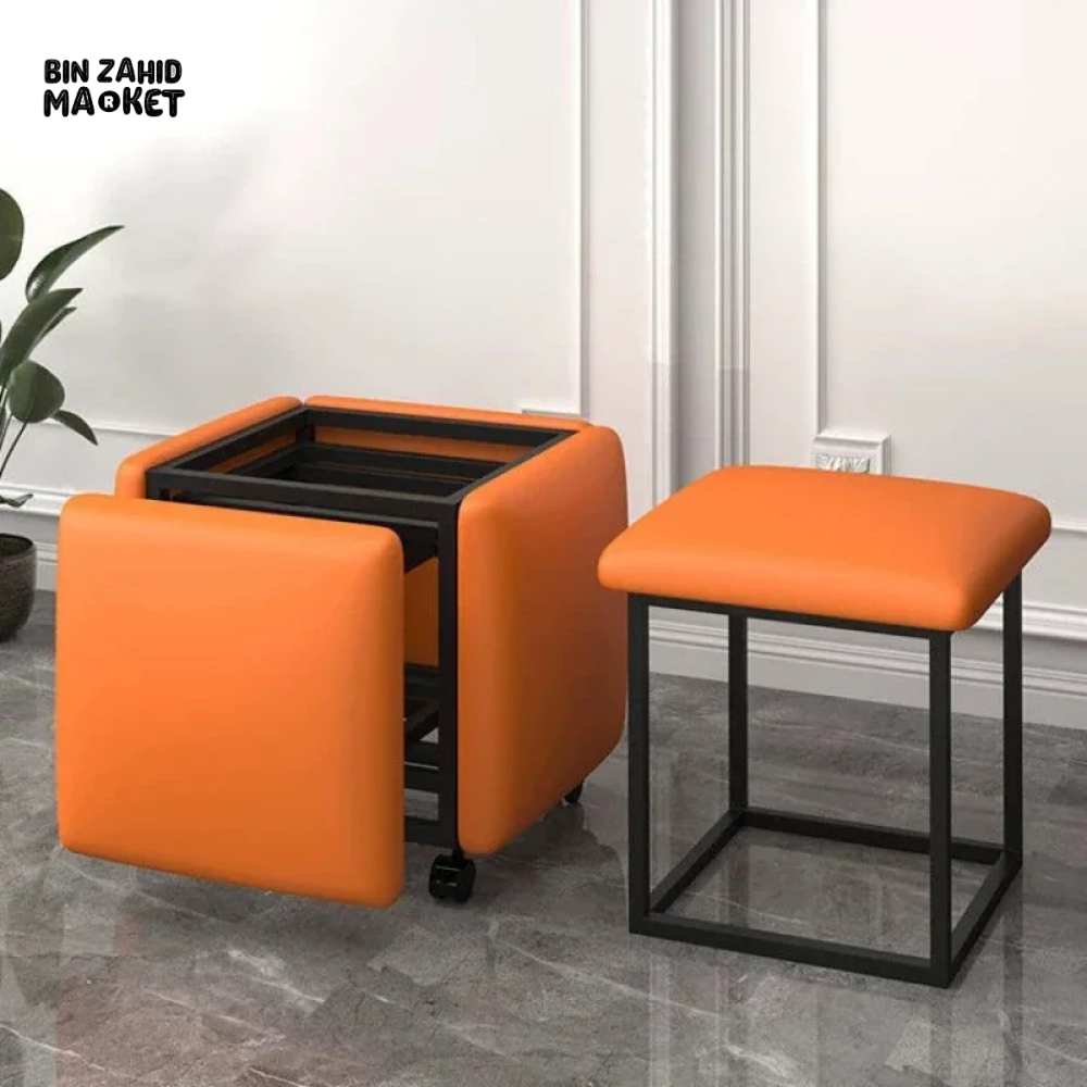 5IN1 NORDIC LEATHER OTTOMAN MULTIFUNCTIONAL STOOL STORAGE FOOT STOOL