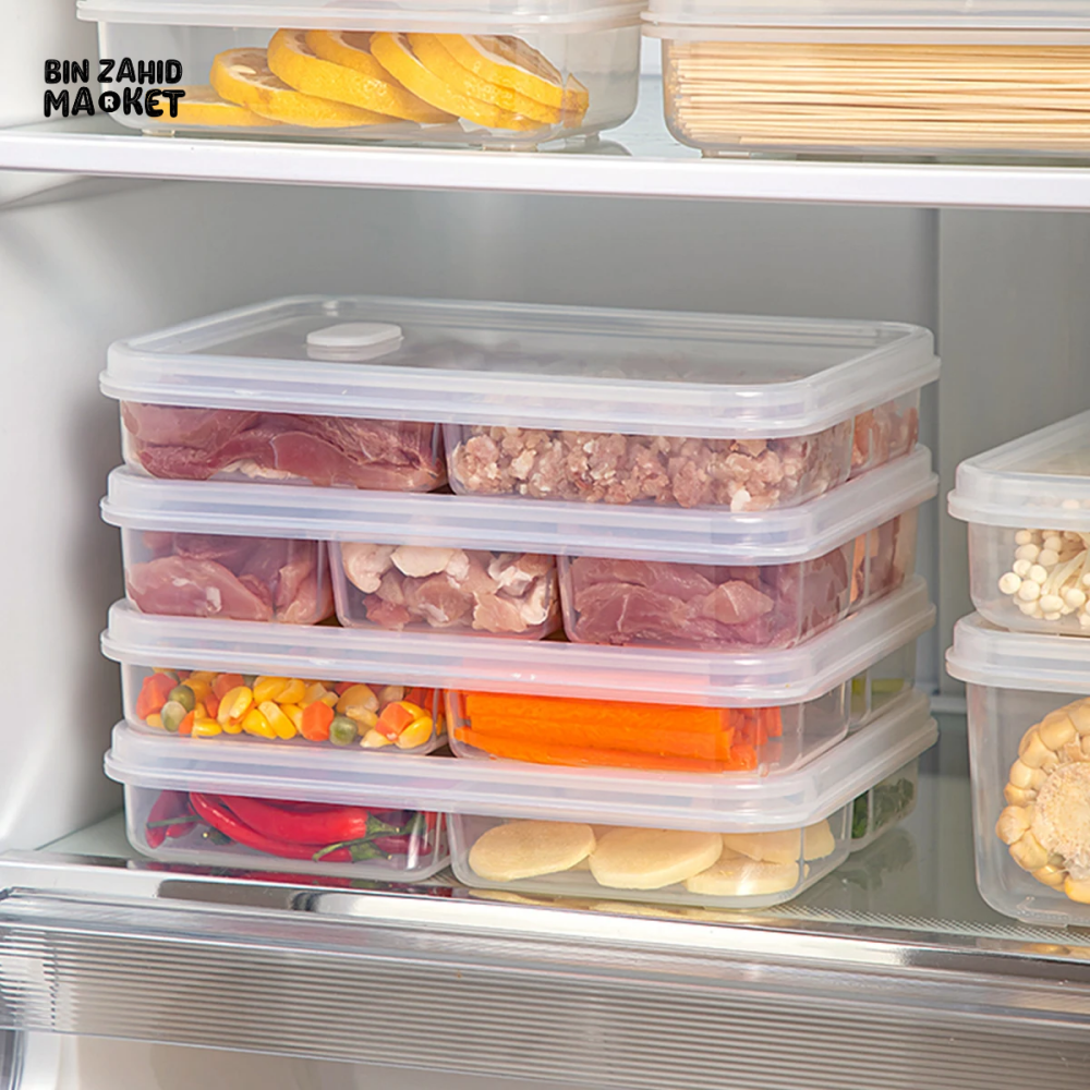6-GRIDS FRIDGE SEALED FRESH-KEEPING BOX WITH LID PLASTIC FREEZER FOOD STORAGE BOX REUSABLE FOOD CONTAINER FOR KITCHEN