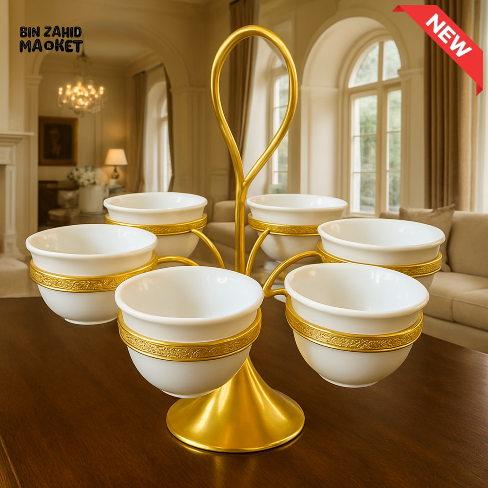 6 PIECE LUXURY GOLDEN BOWL STAND MYD 086