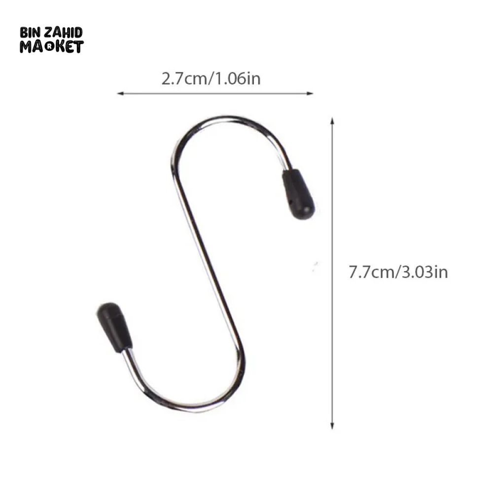 6 PIECE MULTIFUNCTIONAL S-SHAPED STAINLESS STEEL HOOKS FOR KITCHEN BATHROOM STORAGE