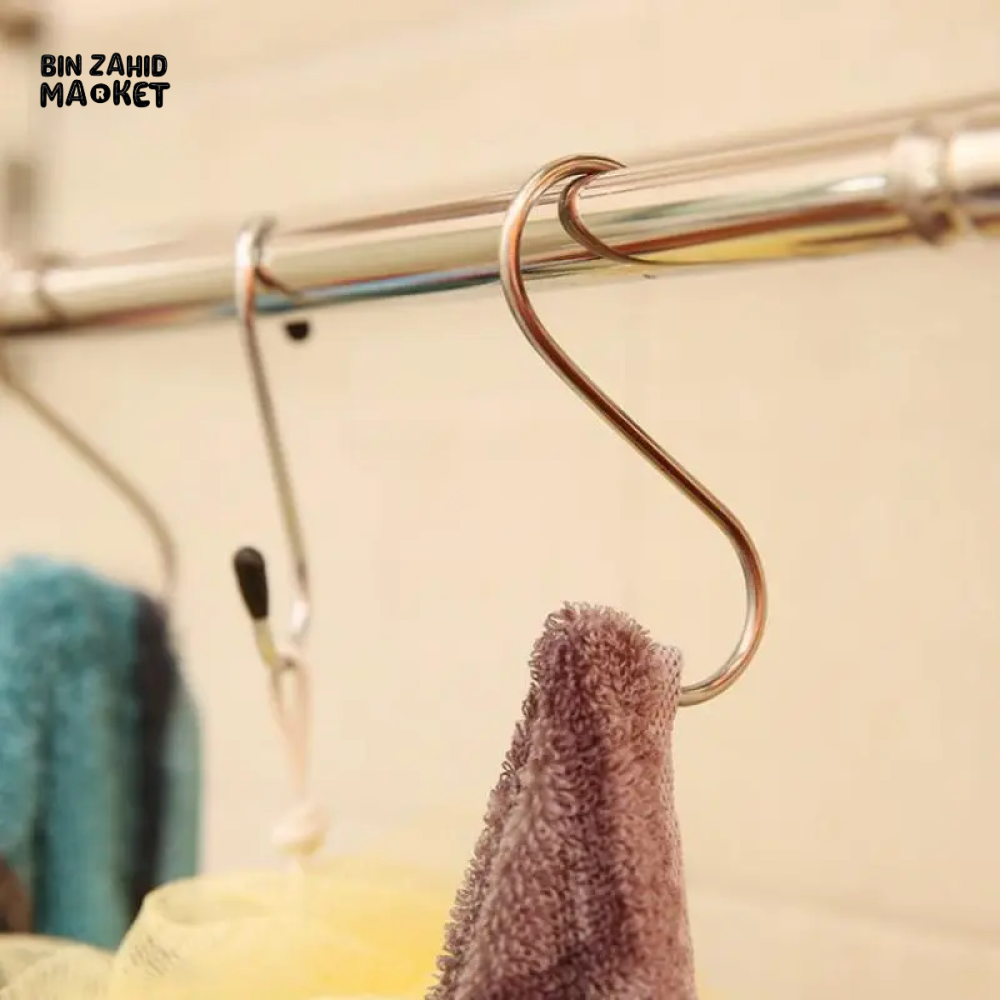 6 PIECE MULTIFUNCTIONAL S-SHAPED STAINLESS STEEL HOOKS FOR KITCHEN BATHROOM STORAGE