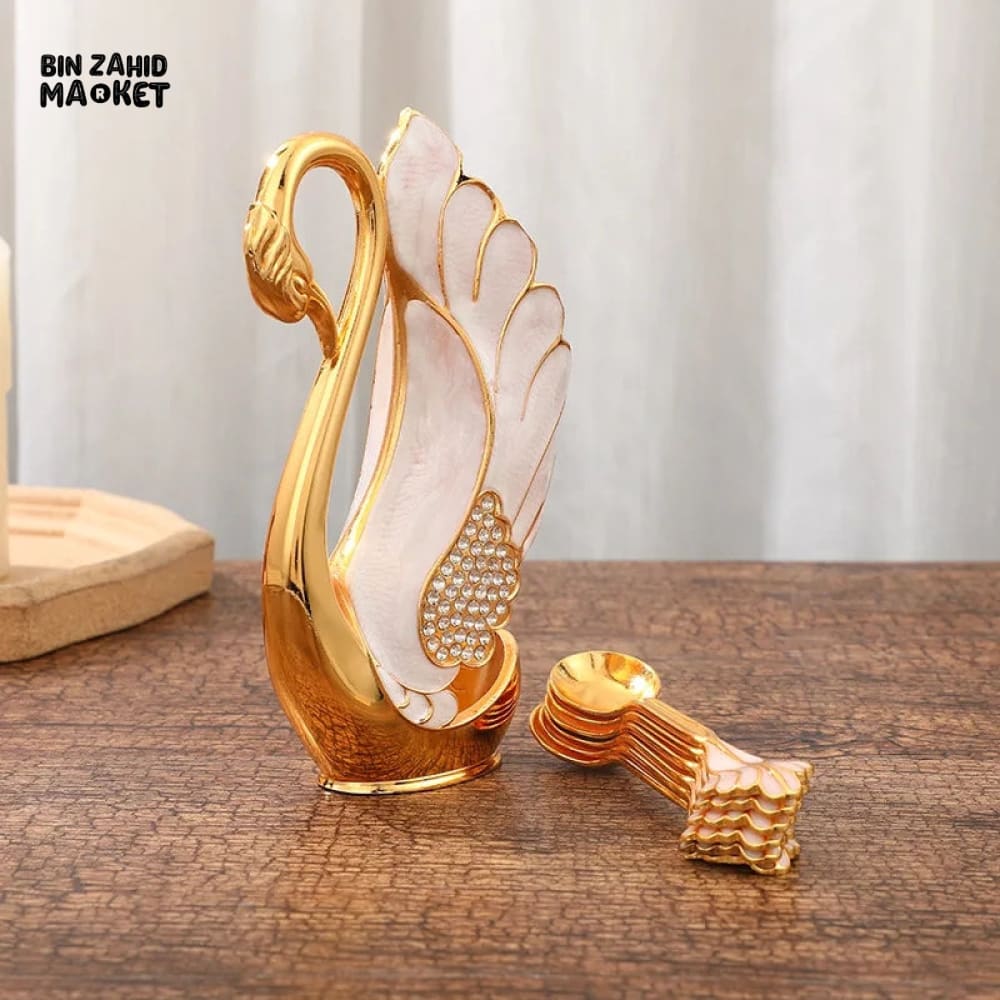 6 PIECES SWAN DESSERT SPOON SET