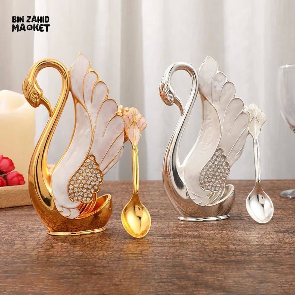 6 PIECES SWAN DESSERT SPOON SET