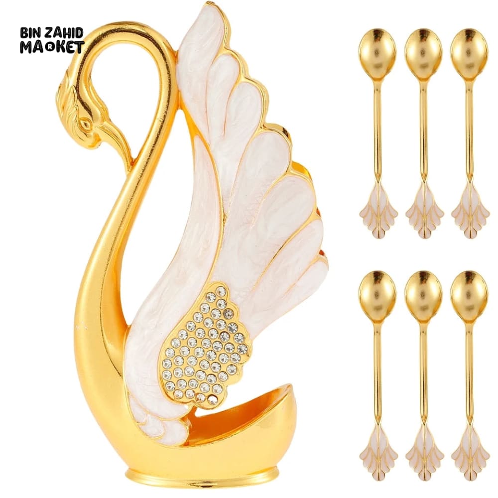 6 PIECES SWAN DESSERT SPOON SET