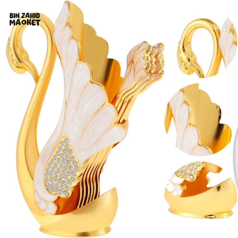 6 PIECES SWAN DESSERT SPOON SET