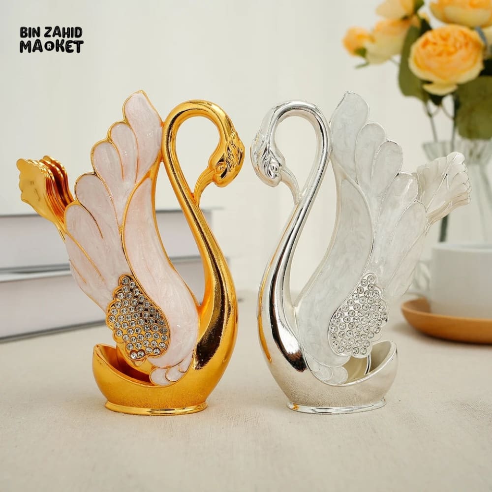 6 PIECES SWAN DESSERT SPOON SET