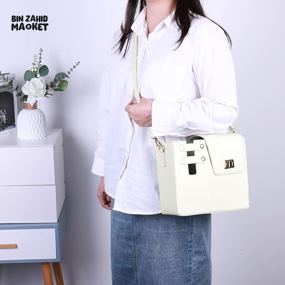TUMBLERS CROSSBODY BAG – STYLISH PORTABLE ADJUSTABLE STRAP - WHITE