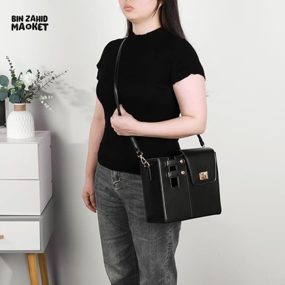 TUMBLERS CROSSBODY BAG – STYLISH PORTABLE ADJUSTABLE STRAP - BLACK