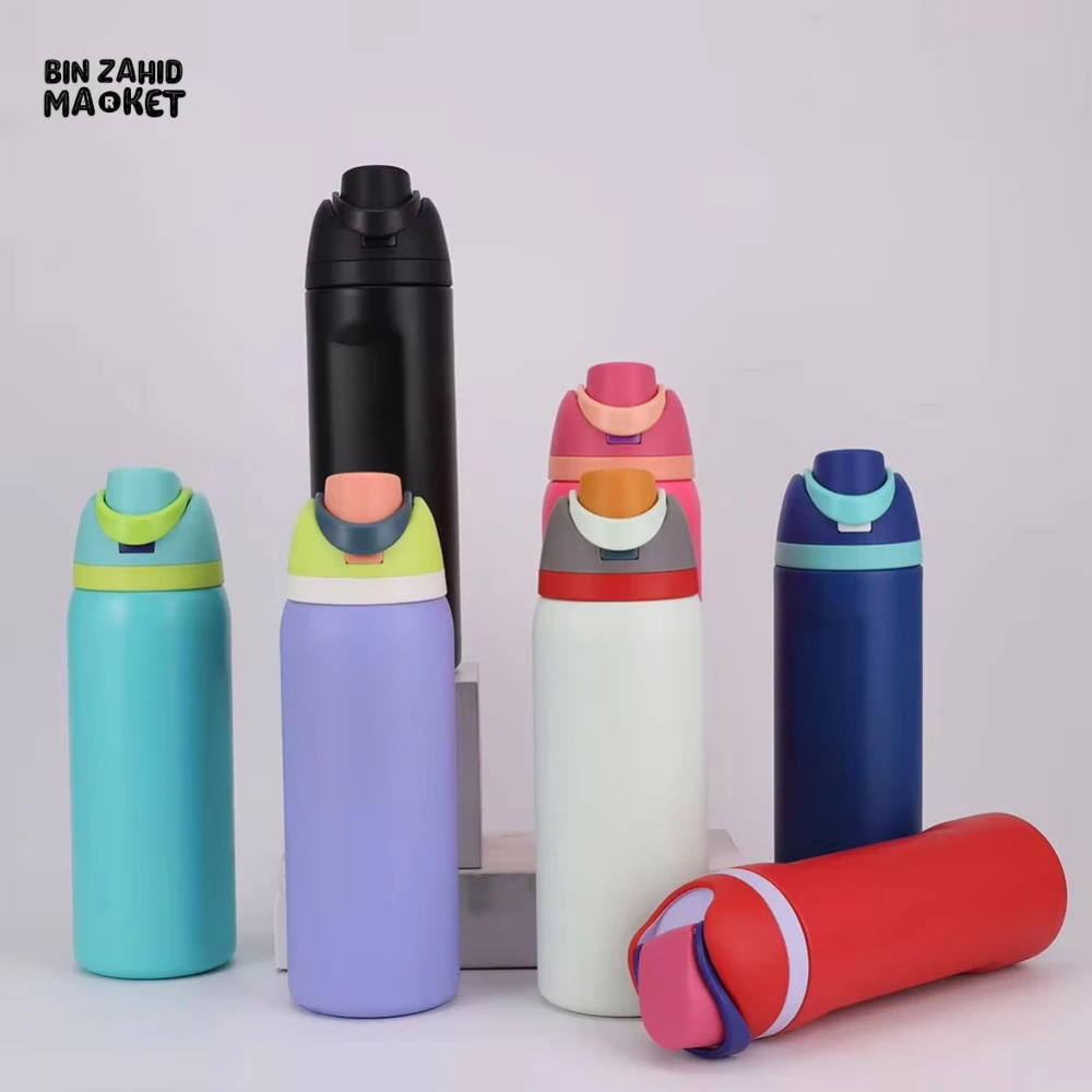 650ML STAINLESS STEEL THERMOS BOTTLE – VACUUM FLASK WITH LID INSULATED SPORTS MUG