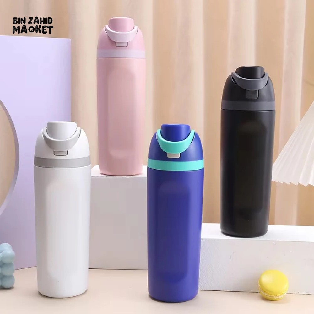 650ML STAINLESS STEEL THERMOS BOTTLE – VACUUM FLASK WITH LID INSULATED SPORTS MUG