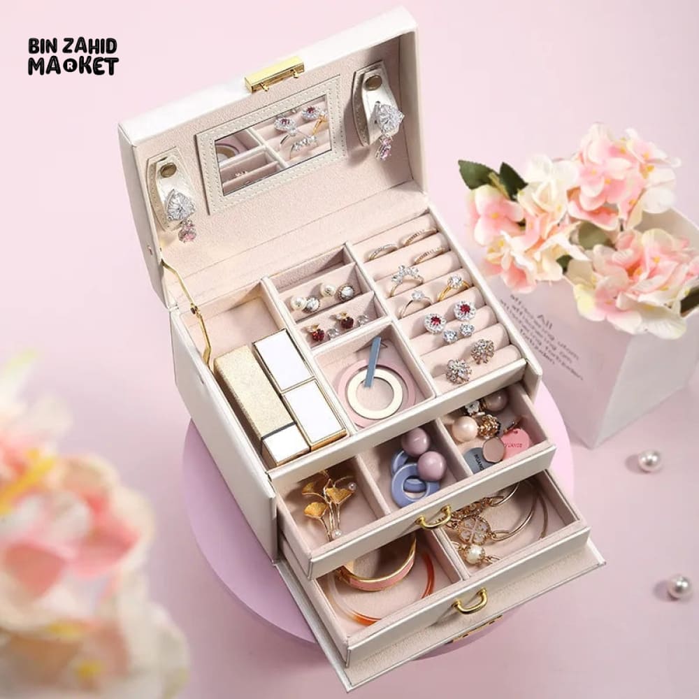 3 LAYERS LEATHER JEWELRY ORGANIZER