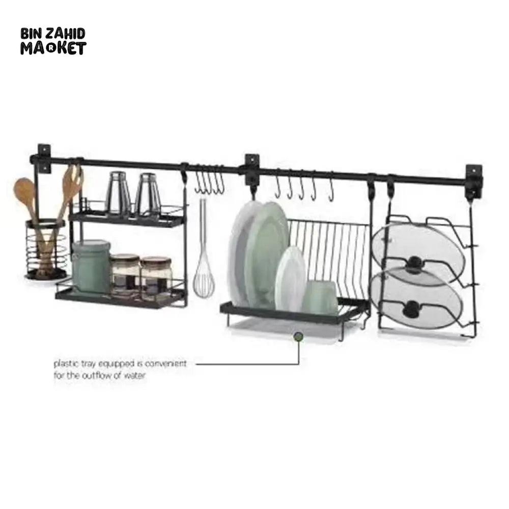LUXORMOVE KITCHEN DISHES RACK - WALL MOUNTED KITCHEN STORAGE RACK SET