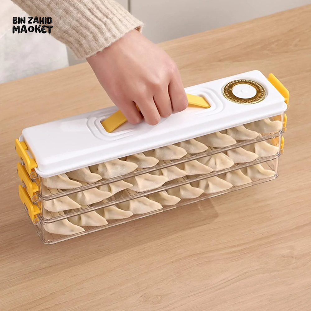 3-LAYER DUMPLING & SANDWICH STORAGE BOX FOOD GRADE PORTABLE WITH TIMING FREEZER