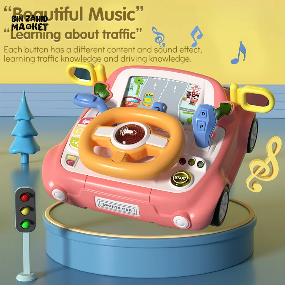 KIDS STEERING WHEEL TOY PRETEND PLAY SIMULATION DRIVING TOY SAFE & MULTIFUNCTIONAL