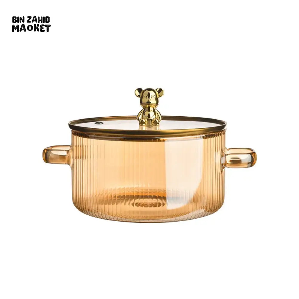 HEAT-RESISTANT 2 LITRE GLASS COOKING POT WITH LID BOROSILICATE GLASS FOR SOUP MILK & NOODLES