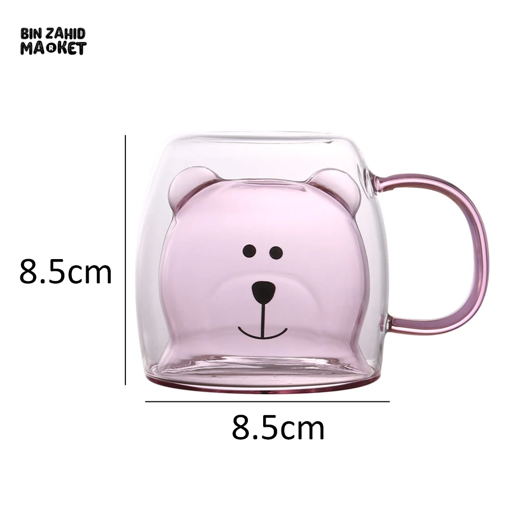 CREATIVE CUTE BEAR GLASS MUG – 250 ML PERFECT FOR MILK JUICE AND TEA