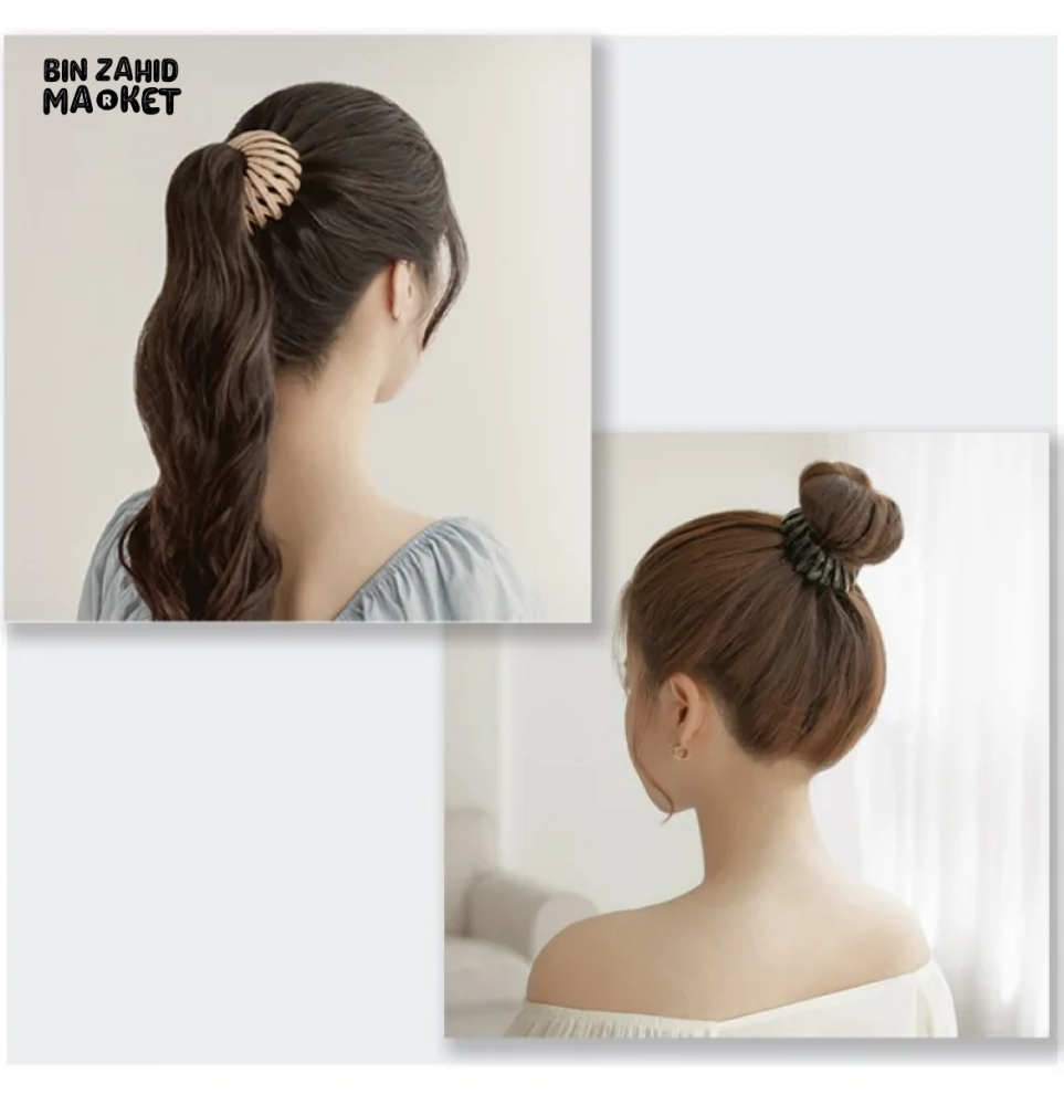 PACK OF 2 WOMEN BUN HAIR CLAW CLIPS HORSETAIL BUCKLE BIRD NEST PONYTAIL