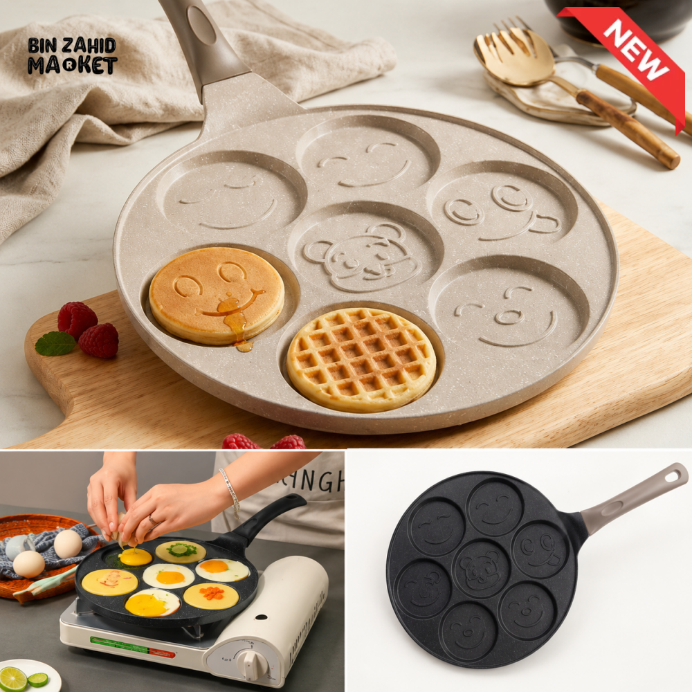 7-CAVITY NON-STICK BREAKFAST PAN WITH CARTOON DESIGNS