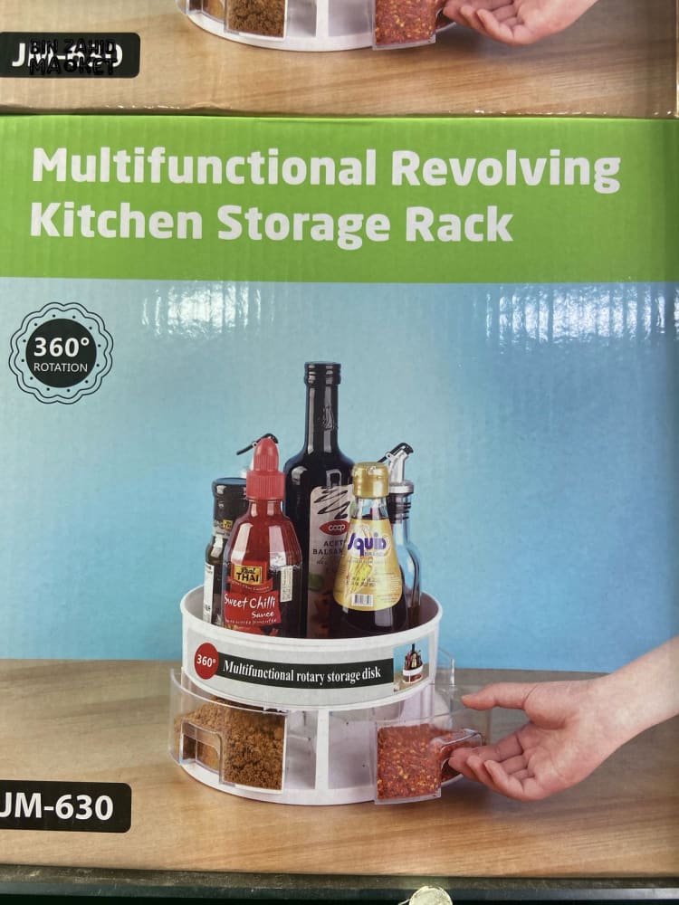 360° ROTATING KITCHEN STORAGE RACK – EASY ACCESS SPACE-SAVING PERFECT FOR SPICES & SAUCES