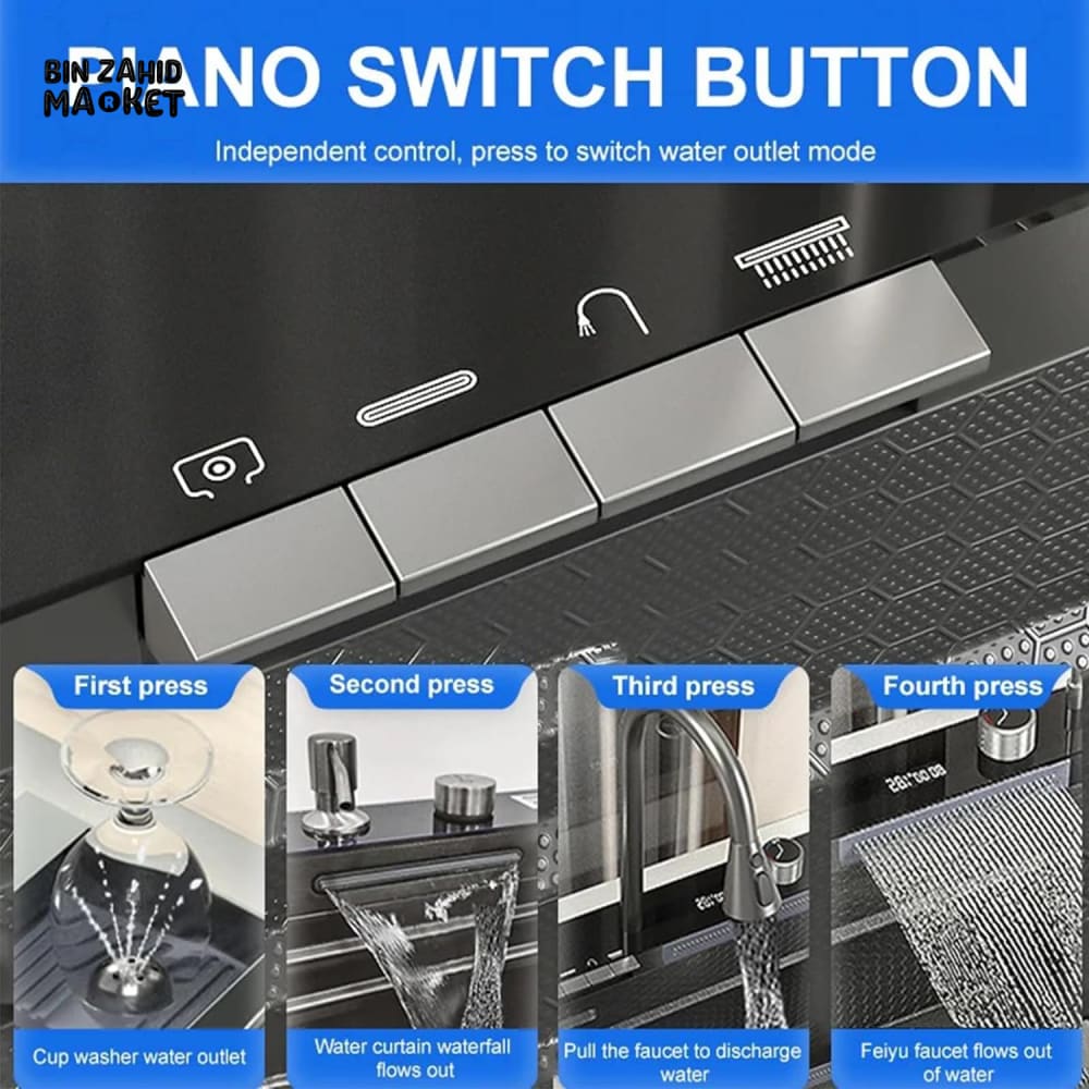 DIGITAL DISPLAY PREMIUM KITCHEN WATERFALL FAUCETS SINK SET