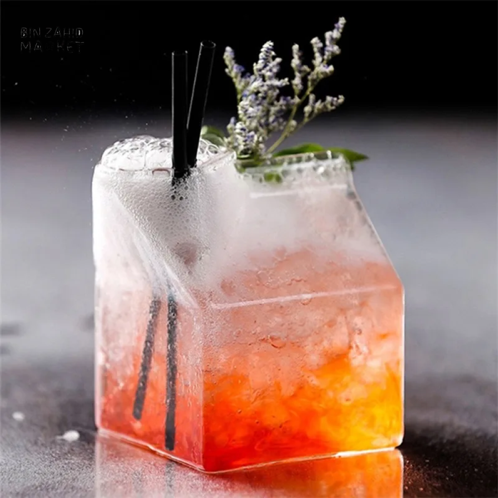 SQUARE GLASS MILK CUP – MICROWAVE-SAFE JAPANESE-STYLE KITCHEN TABLEWARE 300ML