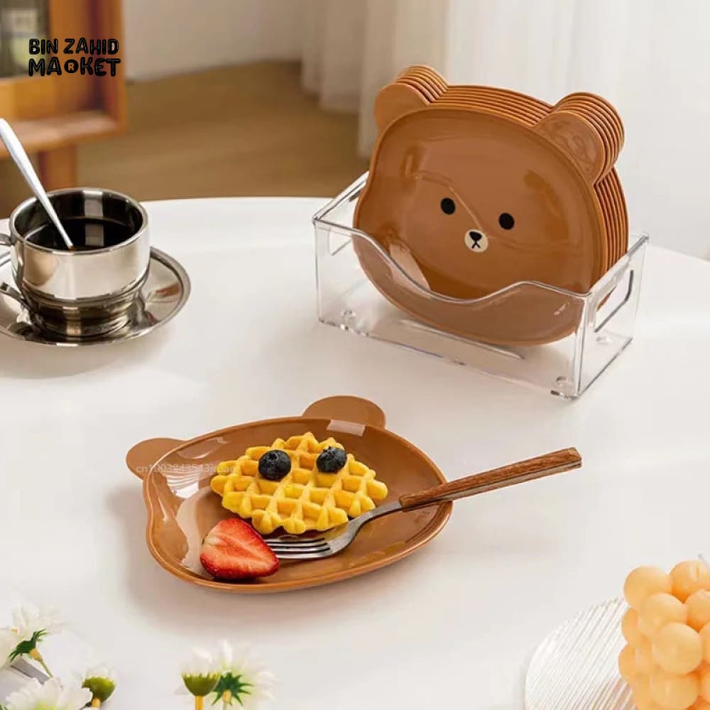 8 PIECES EASY TO CLEAN SNACK TRAY – FOOD GRADE PP STORAGE BOX FOR DRIED FRUIT CANDYNUTS & MULTIPURPOSE KITCHEN USE - BEAR
