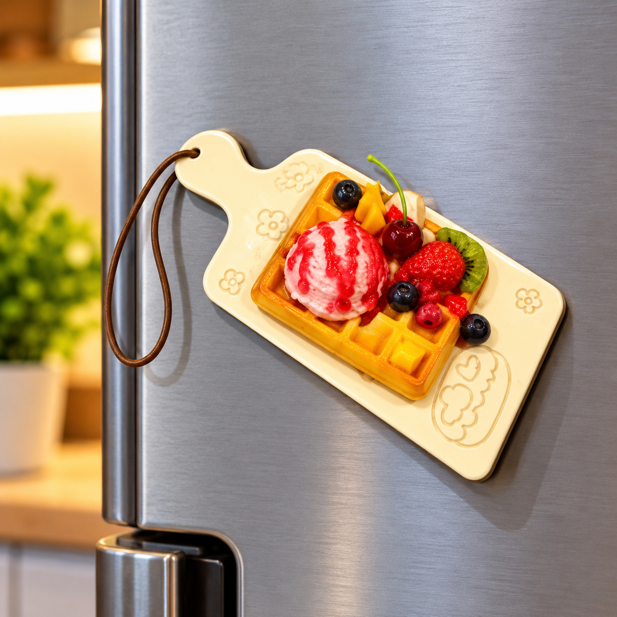 WAFFLE & ICE CREAM DESIGN DECORATIVE MAGNET
