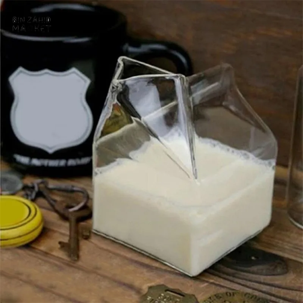 SQUARE GLASS MILK CUP – MICROWAVE-SAFE JAPANESE-STYLE KITCHEN TABLEWARE 300ML