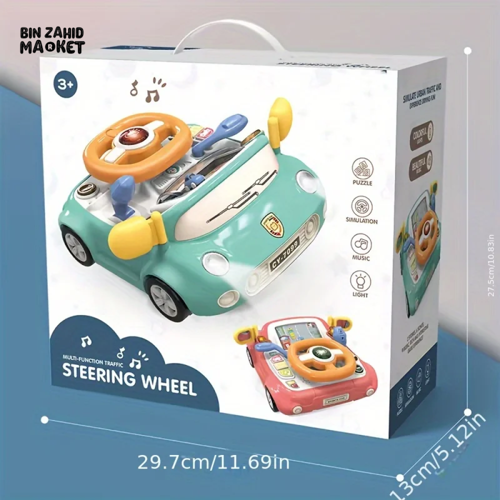 KIDS STEERING WHEEL TOY PRETEND PLAY SIMULATION DRIVING TOY SAFE & MULTIFUNCTIONAL