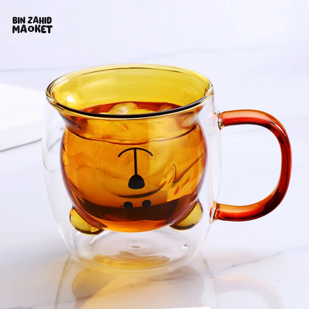 CREATIVE CUTE BEAR GLASS MUG – 250 ML PERFECT FOR MILK JUICE AND TEA