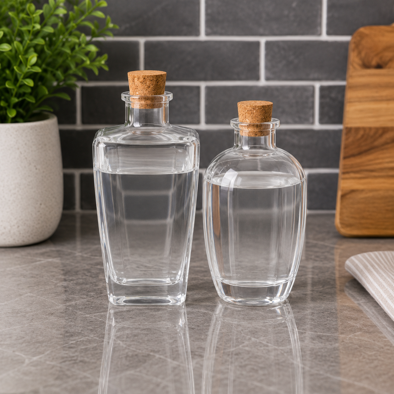 2 PCS GLASS STORAGE BOTTLE SET WITH CORK LIDS