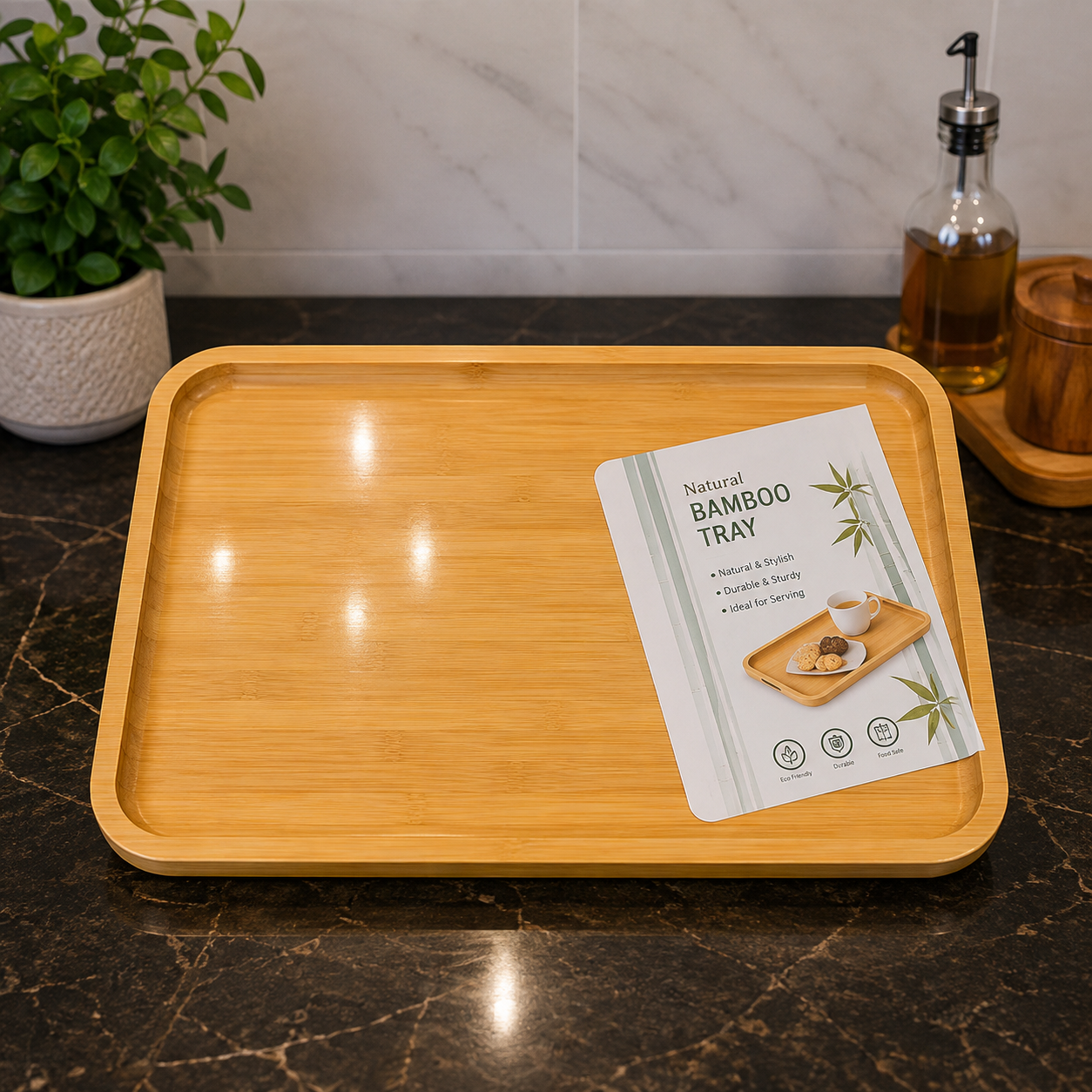 RECTANGULAR BAMBOO SERVING TRAY