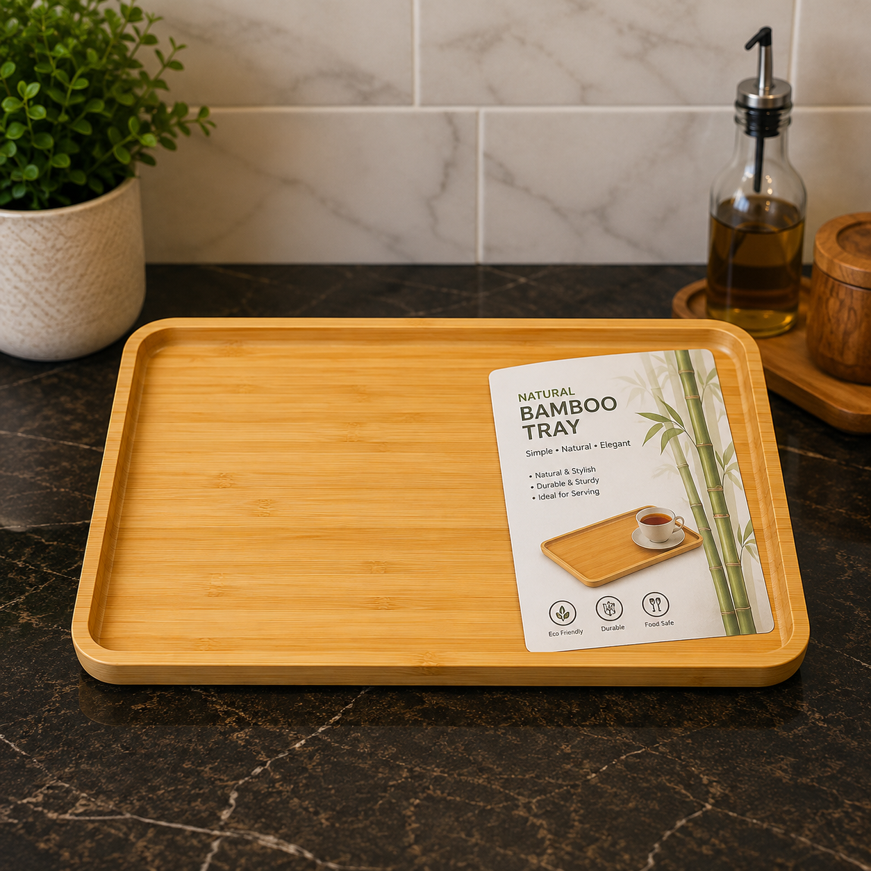 RECTANGULAR BAMBOO SERVING TRAY