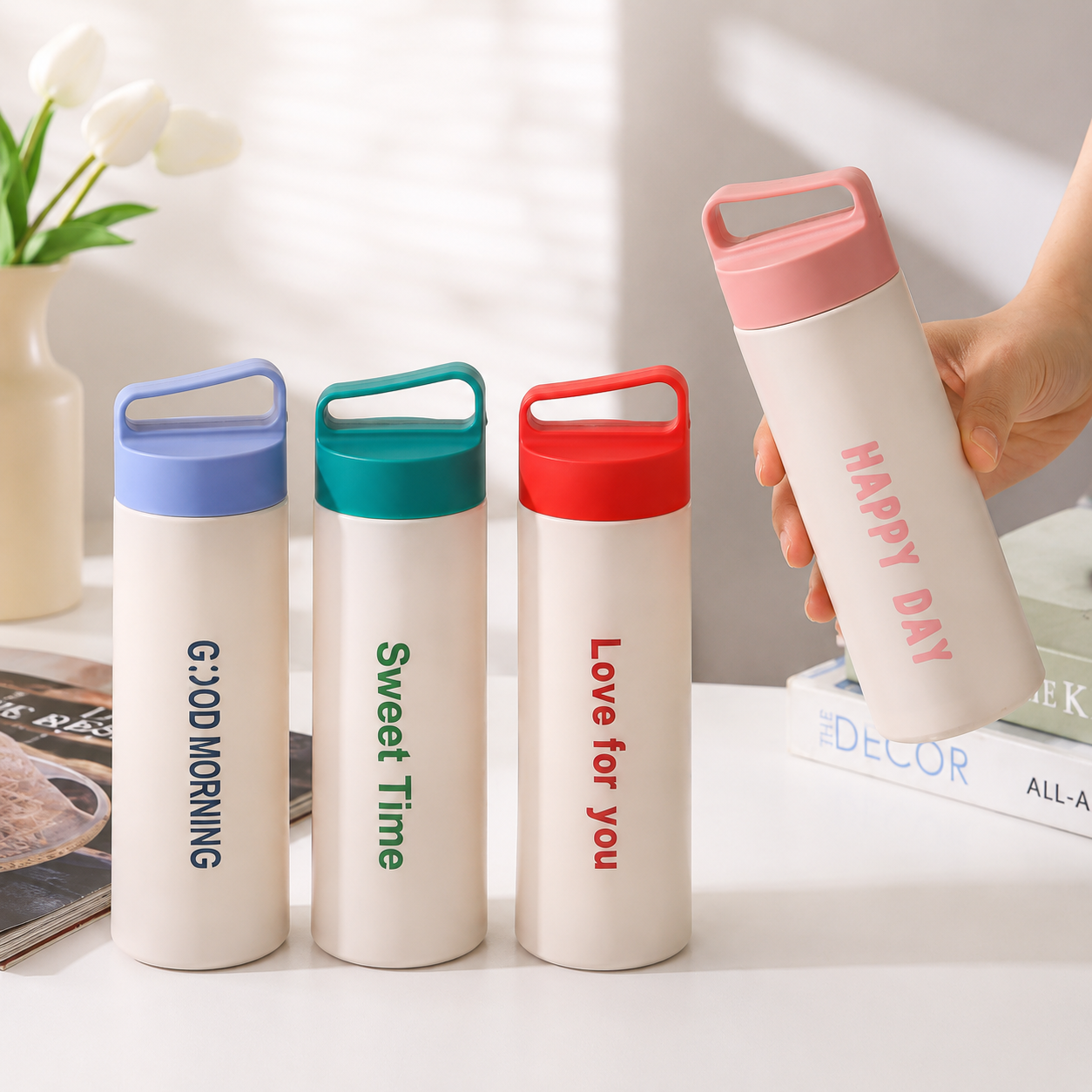 PORTABLE INSULATED WATER BOTTLE WITH CARRY HANDLE