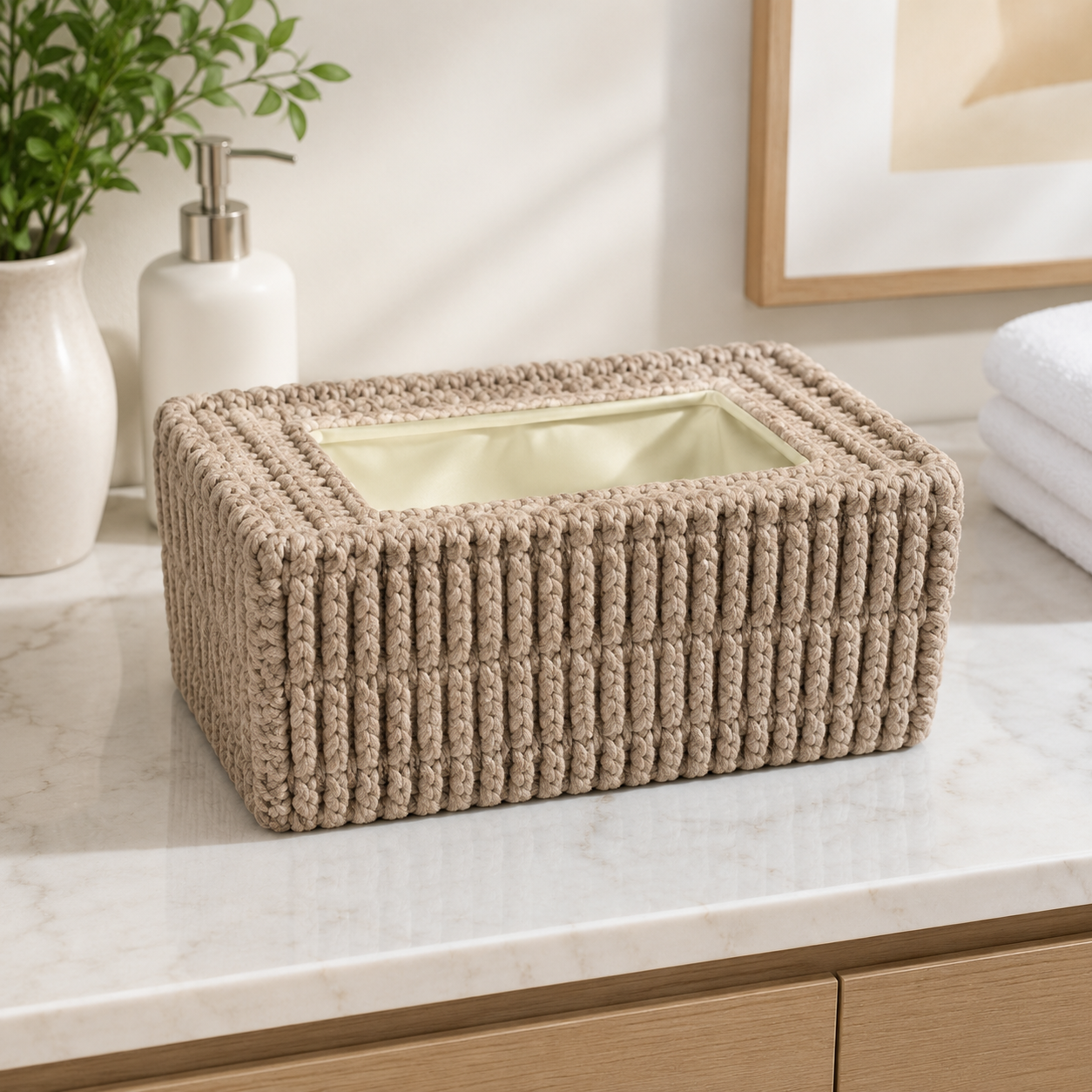 HANDWOVEN ROPE TISSUE BOX COVER
