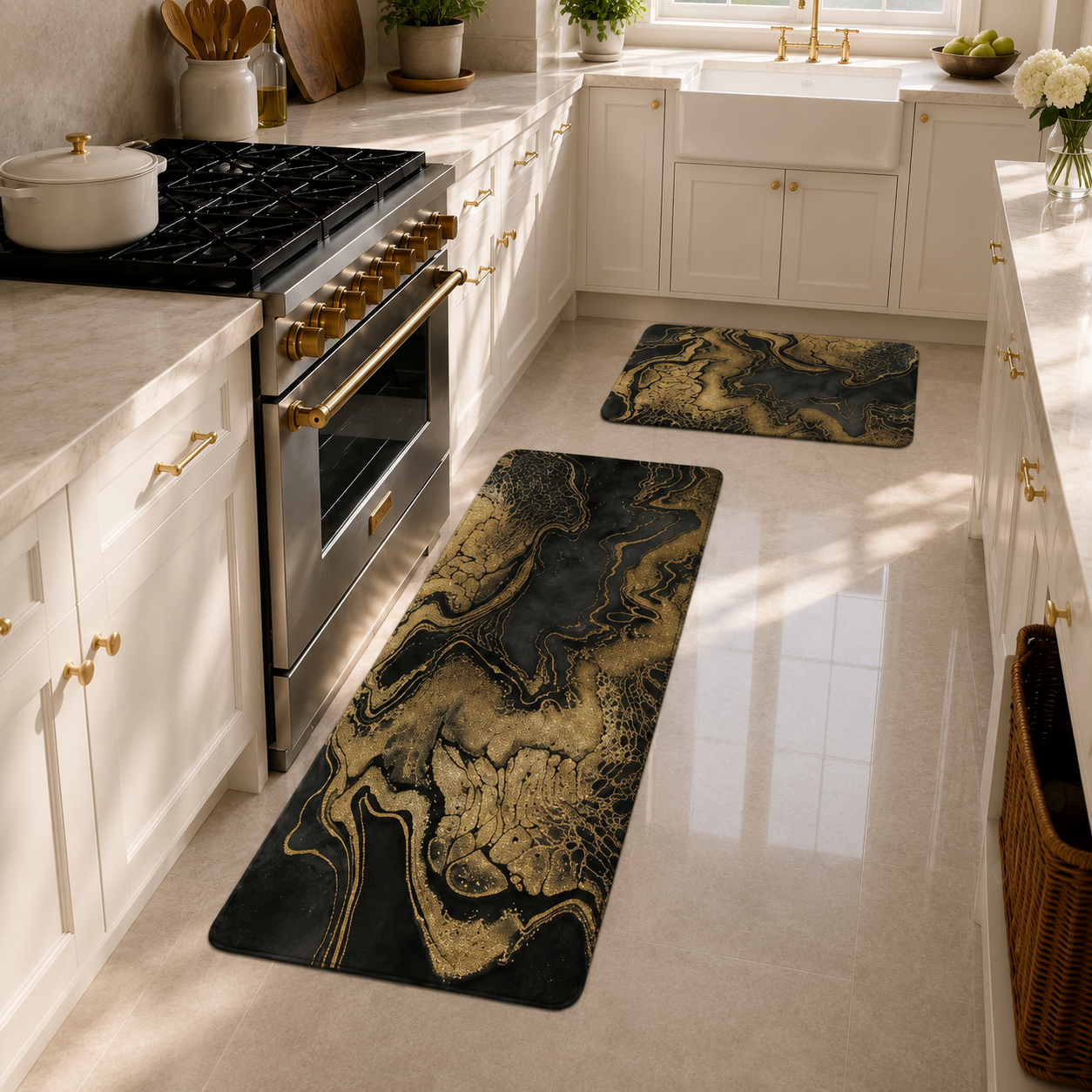 LUXURY AGATE MARBLE KITCHEN FLOOR MAT SET