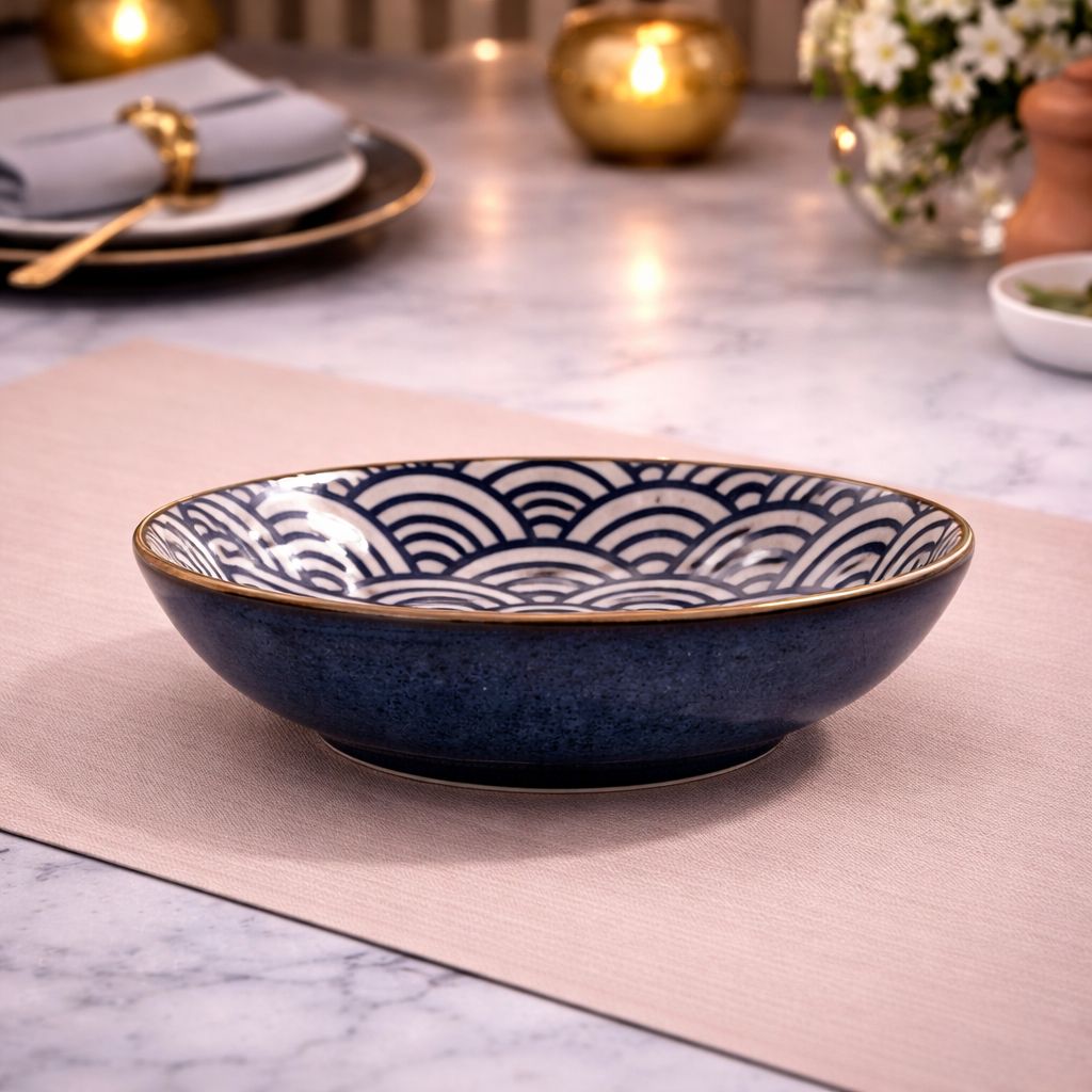 DANNY HOME BLUE PATTERN DEEP PLATE 20CM -80TP 2028
