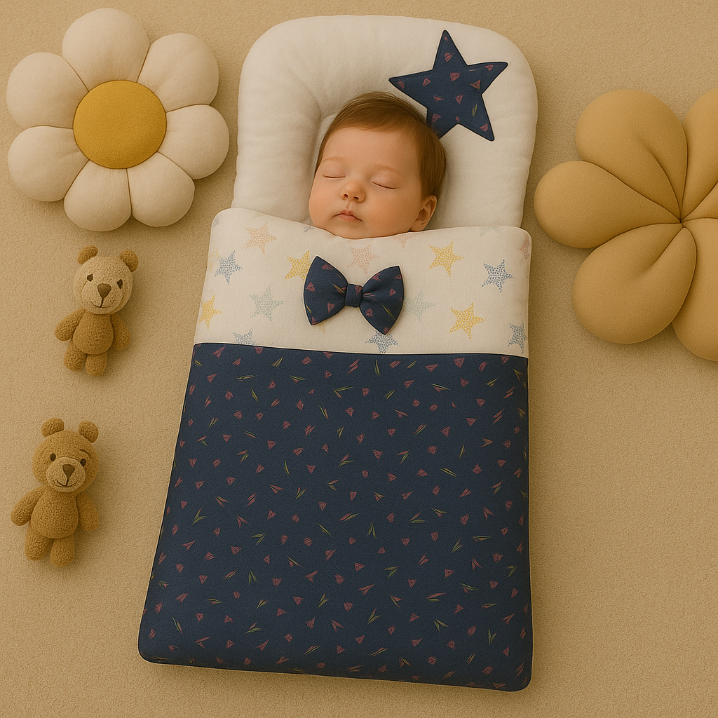 HAPPIMUMS BABY SLEEPING BAG - MIDNIGHT STAR BOW