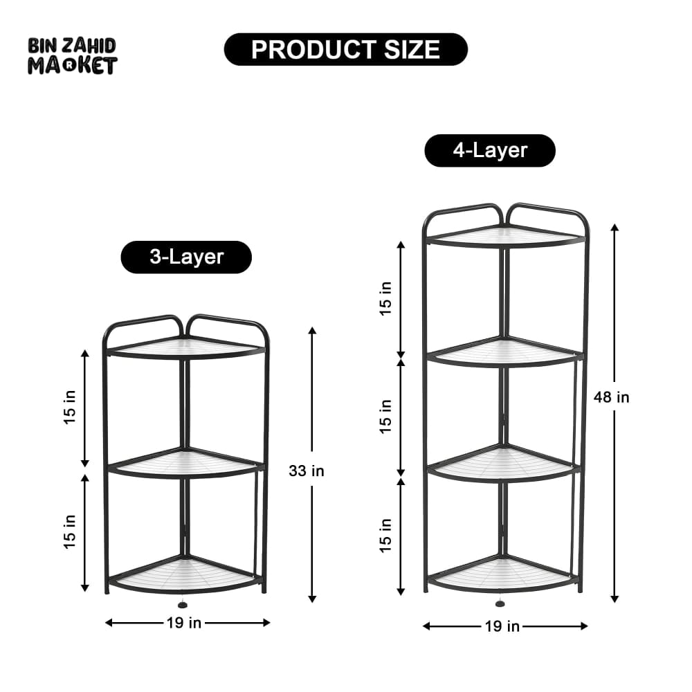 FOLDABLE CORNER SHELF WITH TRIPOD BASE